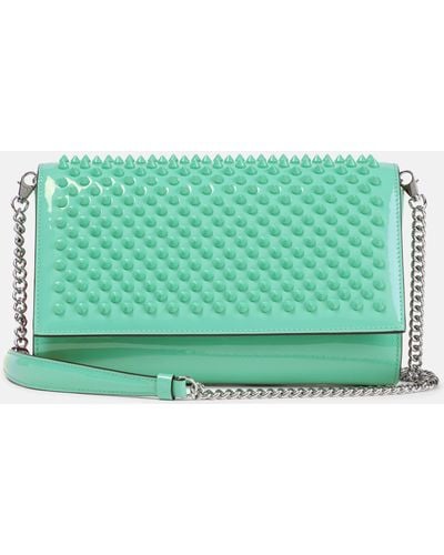 Christian Louboutin Paloma Small Embellished Leather Clutch - Green