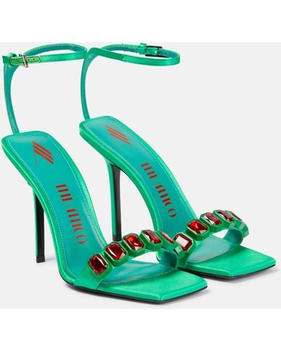 The Attico Sienna Embellished Satin Sandals - Green