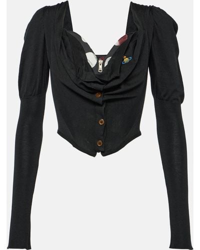 Vivienne Westwood Puff-shoulder Wool And Silk Top - Black