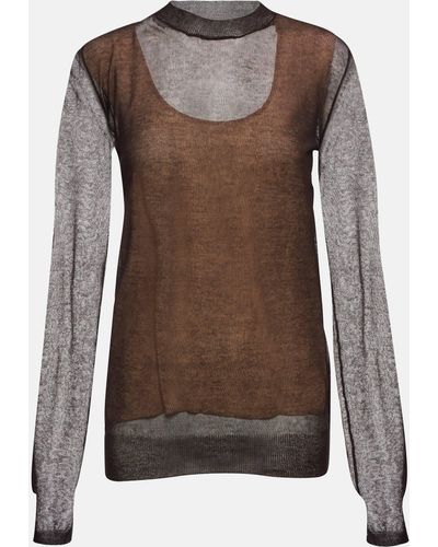 Tod's Sheer Cotton-blend Sweater - Brown