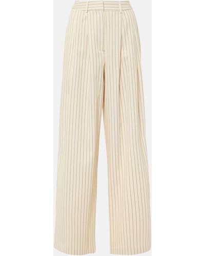Frankie Shop Ripley Pinstripe Twill Wide-leg Pants - Natural
