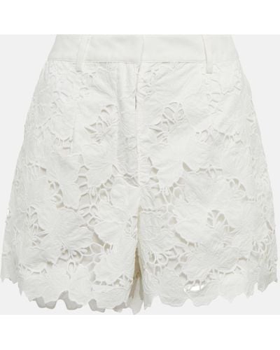 Self-Portrait Floral Patterned Shorts - White