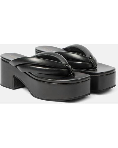 Dries Van Noten Leather Platform Thong Sandals - Black
