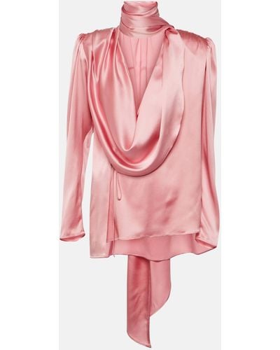 Magda Butrym Draped Silk-blend Blouse - Pink