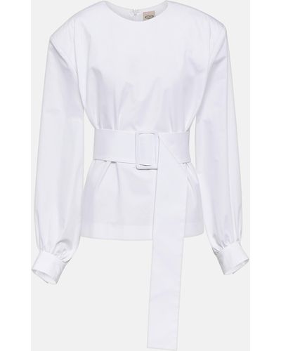 Tod's Belted Cotton Poplin Shirt - White