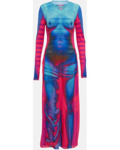 Y. Project X Jean Paul Gaultier Body Morph Mesh Maxi Dress - Multicolour