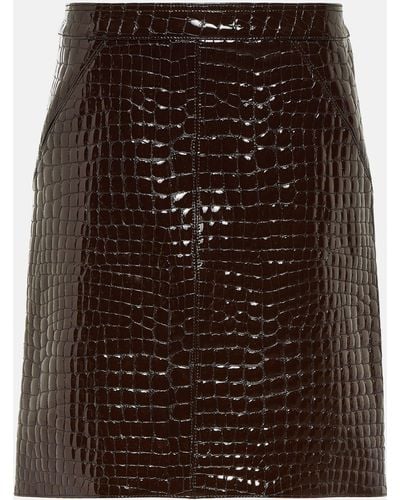 Tom Ford Croc-effect Leather Miniskirt - Brown