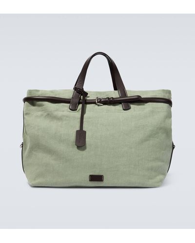Giorgio Armani Leather-trimmed Canvas Tote Bag - Green