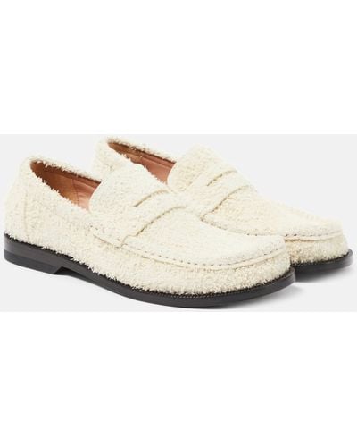 Loewe Campo Brushed Suede Penny Loafers - White