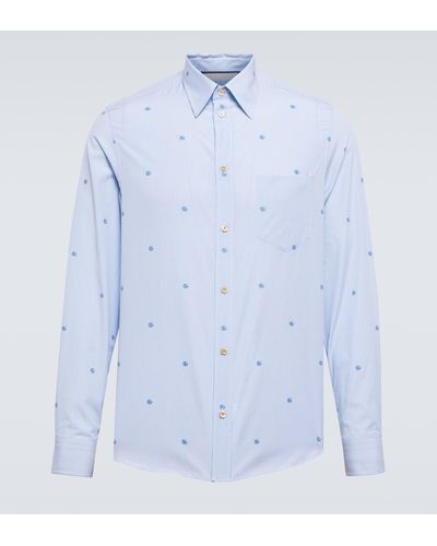 Gucci GG Striped Cotton Poplin Shirt - Blue