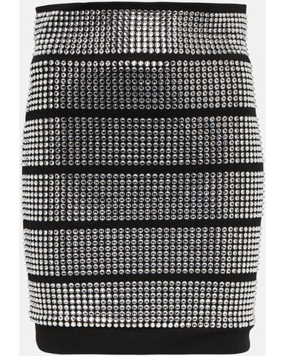Alexandre Vauthier Crystal-embellished Jersey Miniskirt - Grey