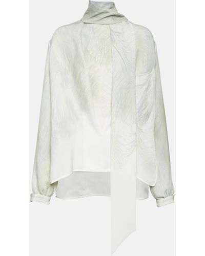 Victoria Beckham Scarf Satin Blouse - White