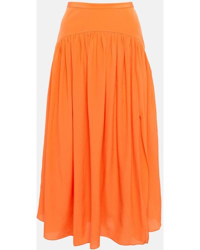 Marni Silk Crepe Midi Skirt - Orange