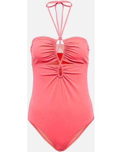 Ulla Johnson Minorca Maillot Halterneck Swimsuit - Pink