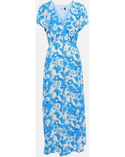RIXO London Aspen Floral-print Crepe Midi Dress - Blue