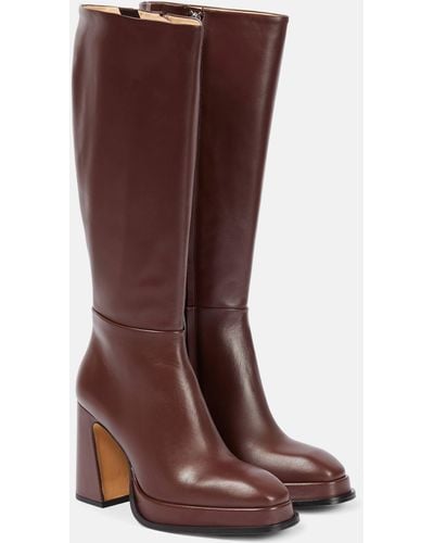 Souliers Martinez Begonia Leather Knee-high Boots - Brown
