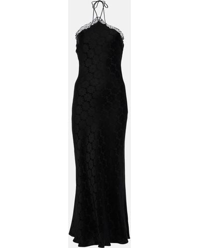 Stella McCartney Floral Jacquard Lace Midi Dress - Black