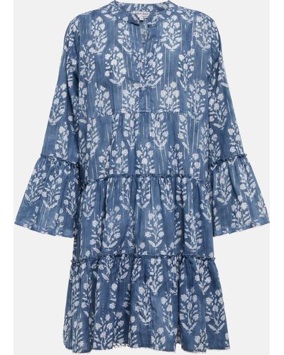 Juliet Dunn Floral Cotton-blend Minidress - Blue