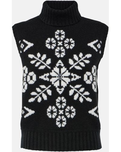 Max Mara Vivy Jacquard-knit Wool And Cashmere-blend Turtleneck Vest - Black