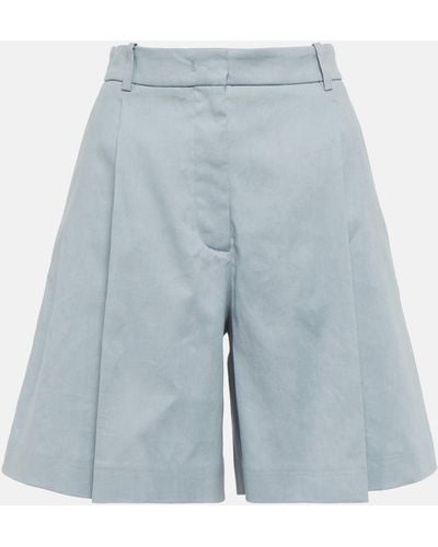 JOSEPH Walden Linen And Cotton Shorts - Blue