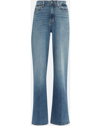 7 For All Mankind Lotta Luxe Vintage High-rise Wide-leg Jeans - Blue