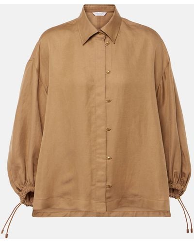 Max Mara Rodeo Oversized Linen And Silk Shirt - Brown