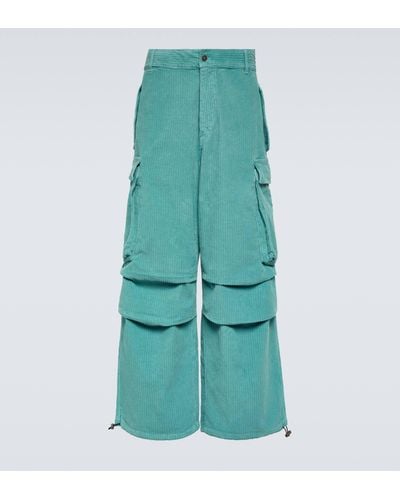 Alanui Velvet Corduroy Cargo Pants - Green