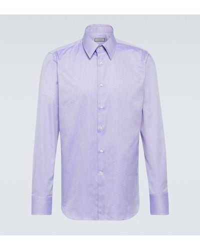 Canali Checked Cotton Shirt - Purple