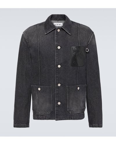 Loewe Anagram Logo-patch Regular-fit Denim Jacket - Black