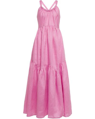 Lee Mathews Ali Linen Maxi Dress - Pink