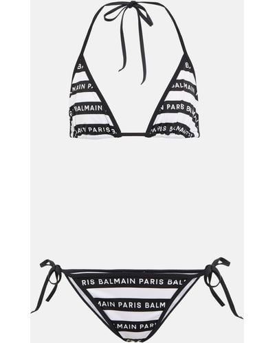 Balmain Logo Bikini - White