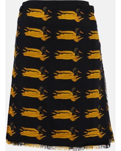 Burberry Printed Wool Twill Miniskirt - Black