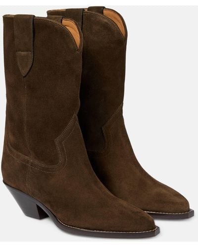 Isabel Marant Dahope Suede Cowboy Boots - Brown