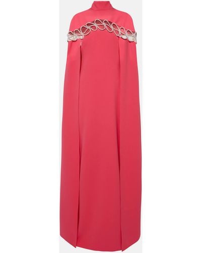 Safiyaa Caped Crepe Gown - Red