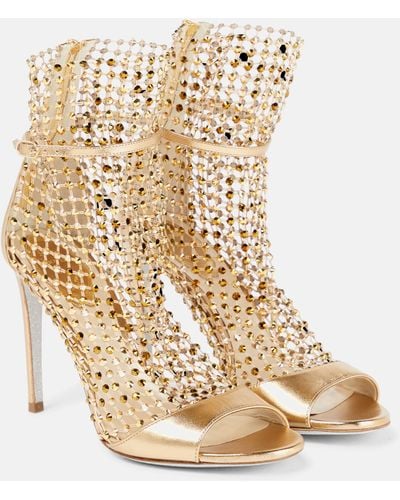 Rene Caovilla Galaxia Embellished Leather Sandals - Natural