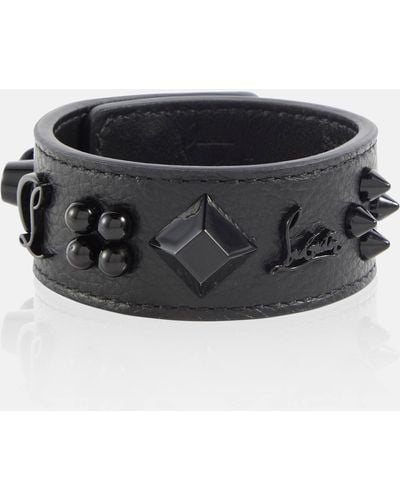 Christian Louboutin Paloma Embellished Leather Bracelet - Black
