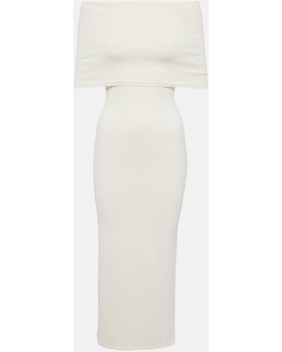 Wardrobe NYC Off-shoulder Ribbed-knit Midi Dress - White