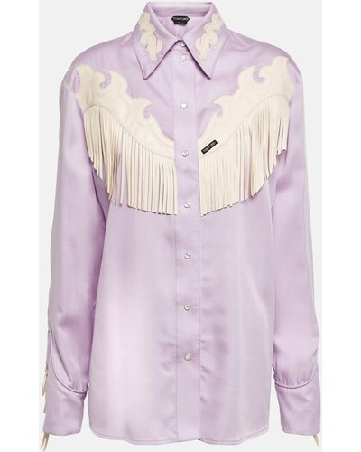 Tom Ford Leather-trimmed Western Shirt - Purple