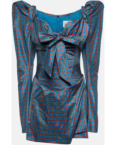Vivienne Westwood Iwona Checked Taffeta Mini Dress - Blue