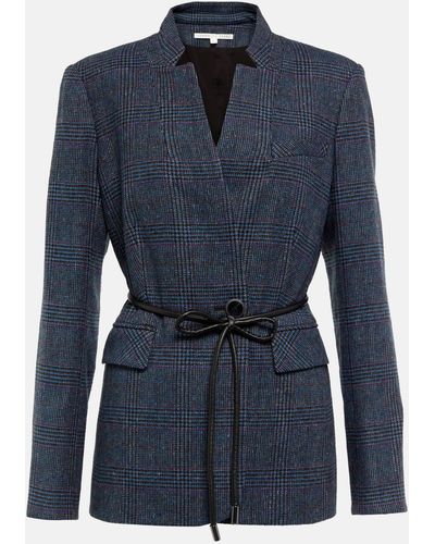 Veronica Beard Wiltshire Houndstooth Wool Blend Jacket - Blue