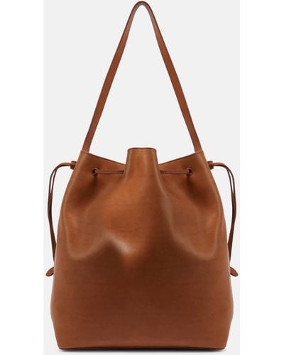 The Row Belvedere Leather Bucket Bag - Brown