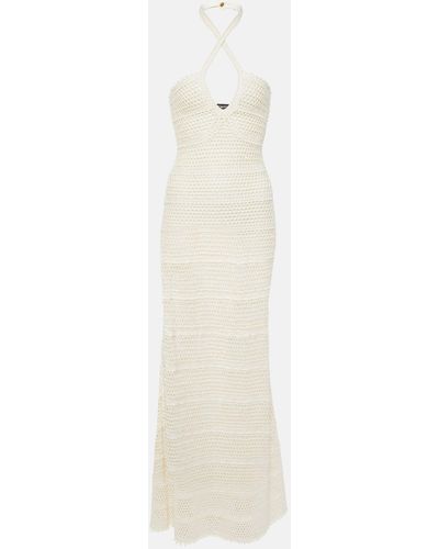 Tom Ford Halterneck Crochet Maxi Dress - White