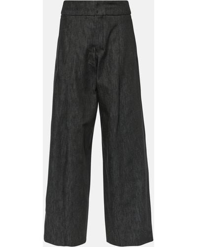 Max Mara Athos Chambray Wide-leg Pants - Grey