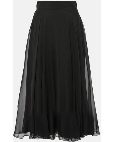 Dolce & Gabbana Chiffon Midi Skirt - Black