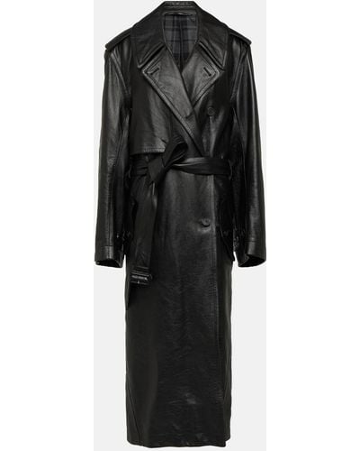 Balenciaga Cocoon Leather Trench Coat - Black