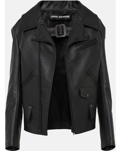 Junya Watanabe Faux Leather Biker Jacket - Black