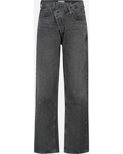 Agolde Criss Cross High-rise Straight Jeans - Grey
