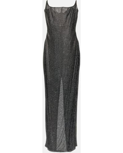 GIUSEPPE DI MORABITO Embellished Bustier Mesh Gown - Grey
