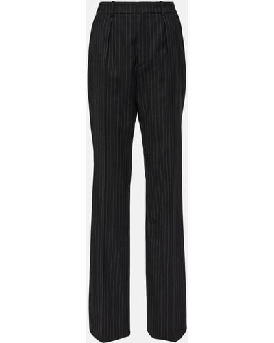 Saint Laurent Pinstripe Virgin Wool Pants - Black