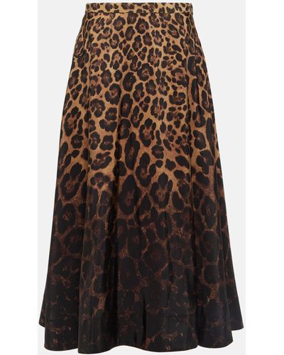 Valentino Faille Animal Print Degrade' Skirt - Brown